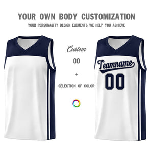 Custom White Navy Classic Sets Sports Uniform Basketball Jersey