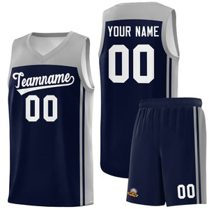 Custom Navy Grey Classic Sets Sports Uniform Basketball Jersey