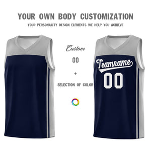 Custom Navy Grey Classic Sets Sports Uniform Basketball Jersey