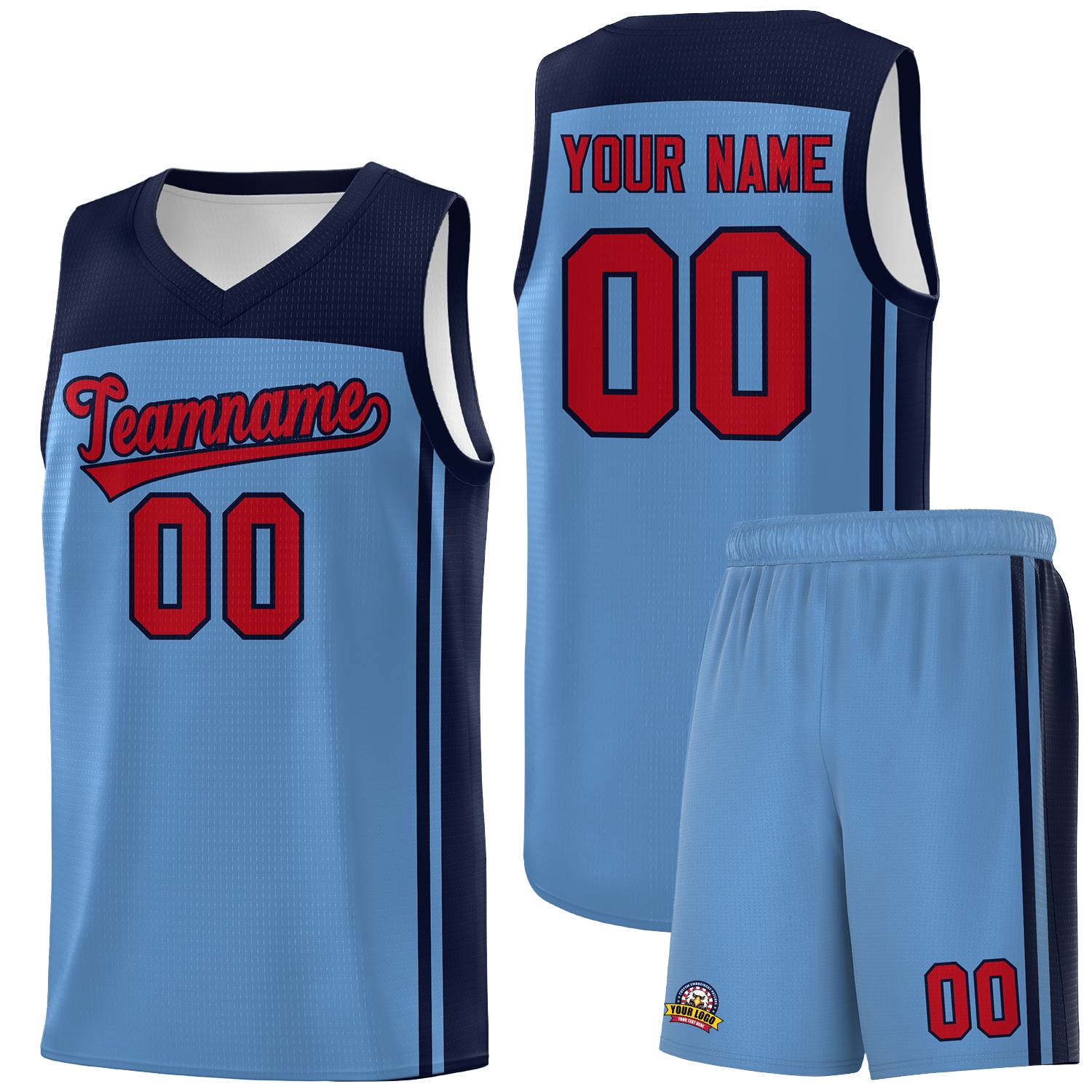 Custom Light Blue Navy Classic Sets Sports Uniform Basketball Jersey