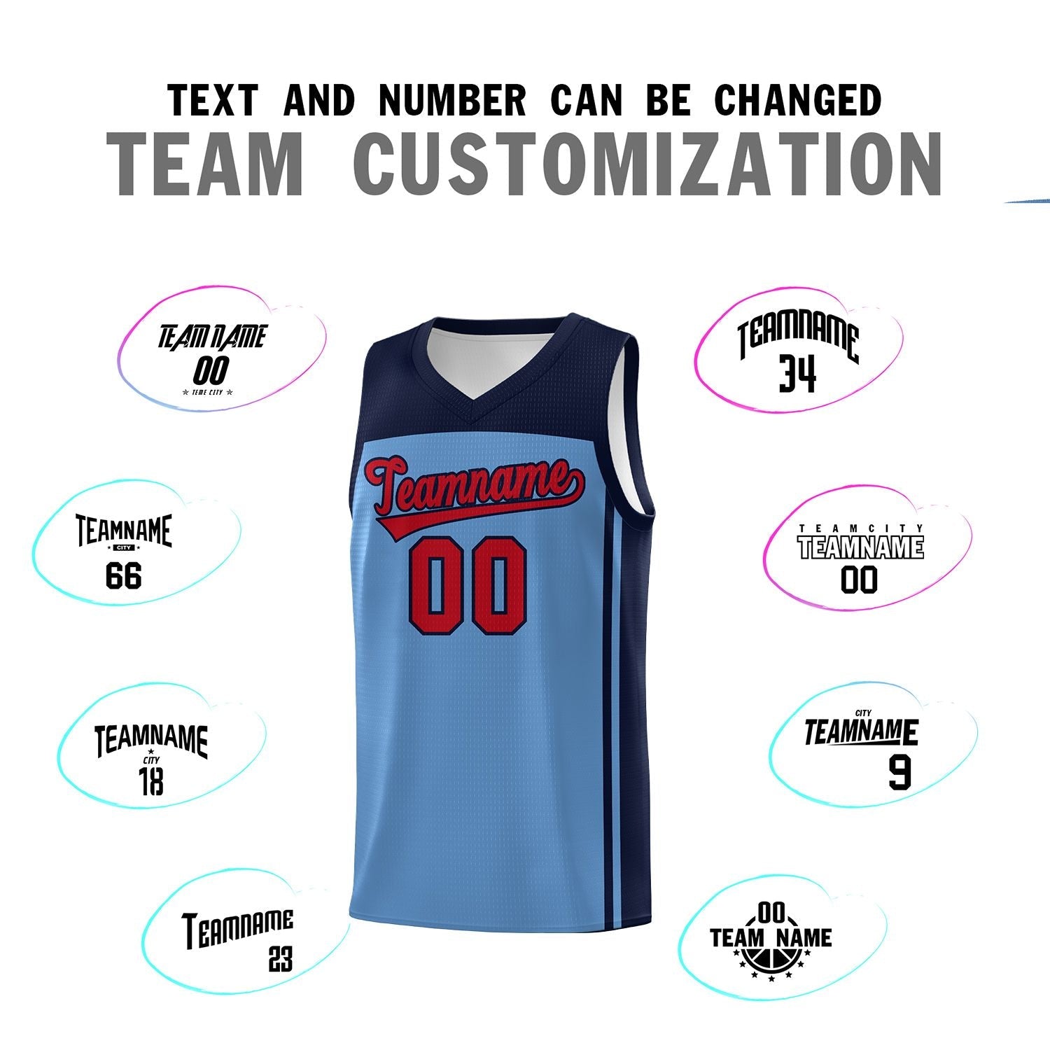 Custom Light Blue Navy Classic Sets Sports Uniform Basketball Jersey