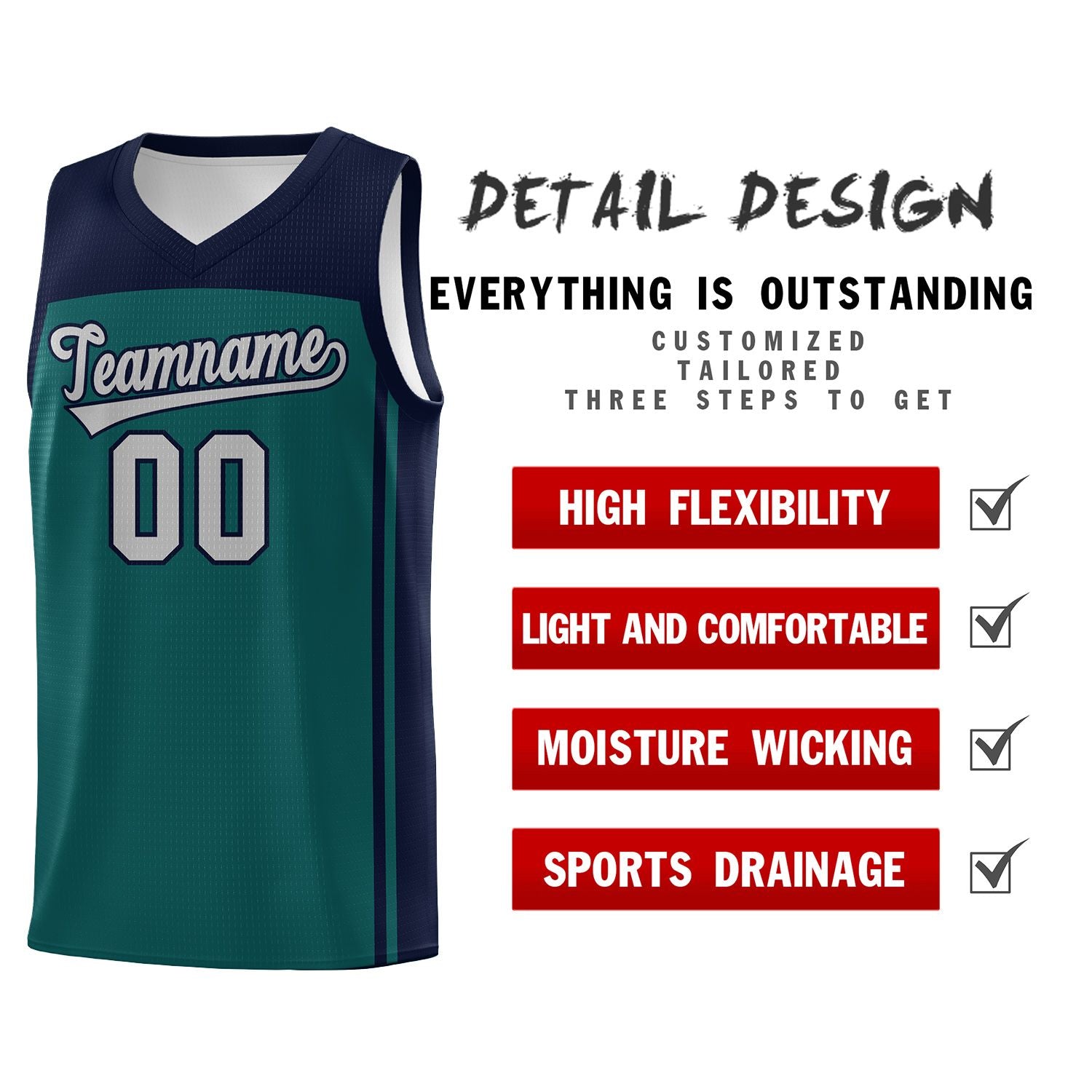 Custom Midnight Green Navy Classic Sets Sports Uniform Basketball Jersey