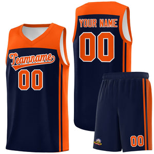 Custom Navy Orange Classic Sets Sports Uniform Basketball Jersey