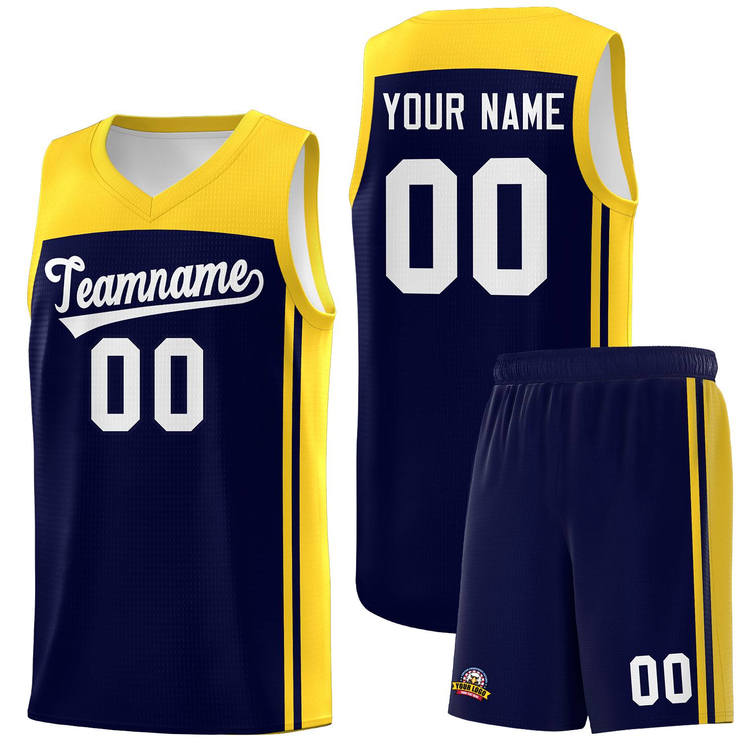 Custom Navy Gold Classic Sets Sports Uniform Basketball Jersey