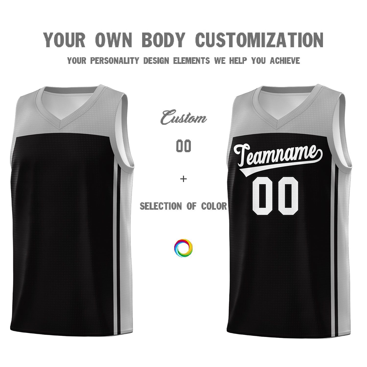 Custom Black Grey Classic Sets Sports Uniform Basketball Jersey