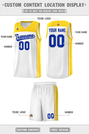 Custom White Gold Classic Sets Sports Uniform Basketball Jersey