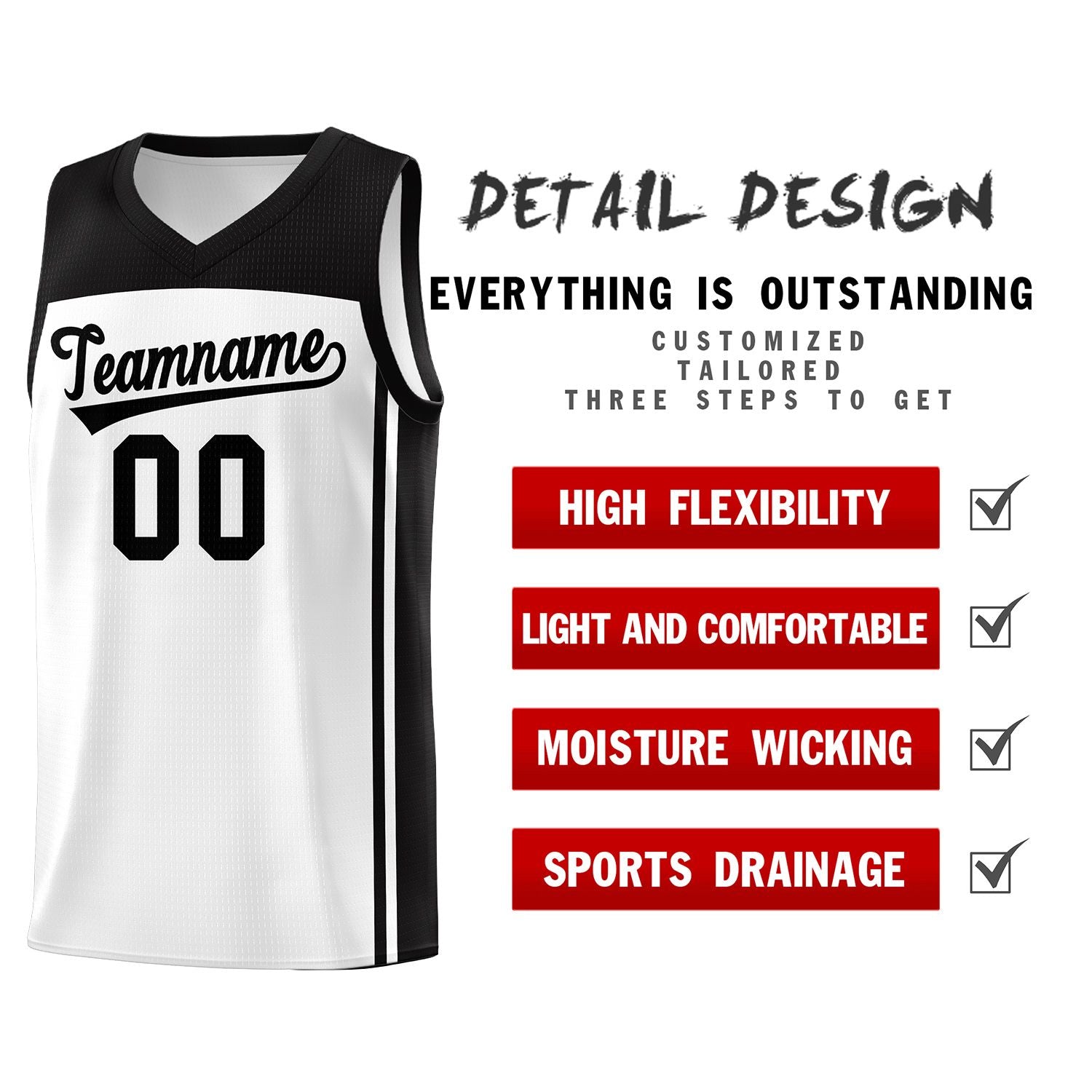 Custom White Black Classic Sets Sports Uniform Basketball Jersey