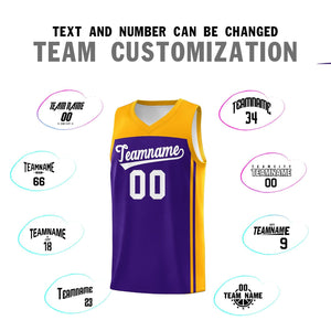 Custom Purple Yellow Classic Sets Sports Uniform Basketball Jersey