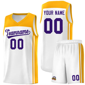 Custom White Yellow Classic Sets Sports Uniform Basketball Jersey