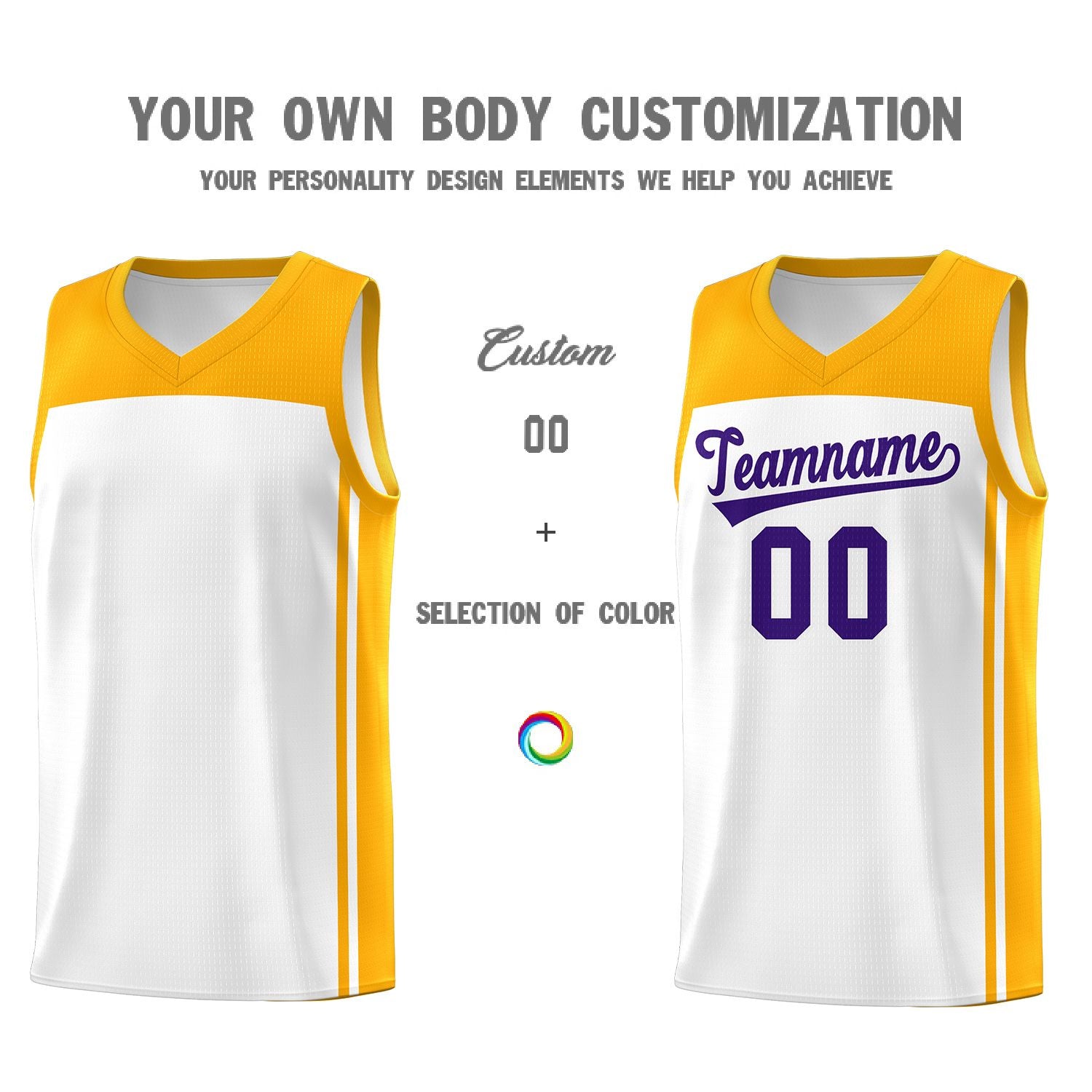 Custom White Yellow Classic Sets Sports Uniform Basketball Jersey