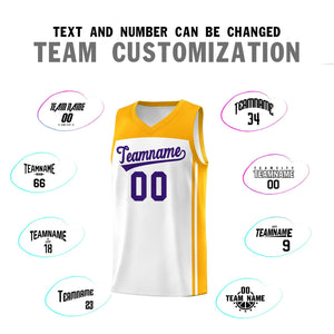 Custom White Yellow Classic Sets Sports Uniform Basketball Jersey