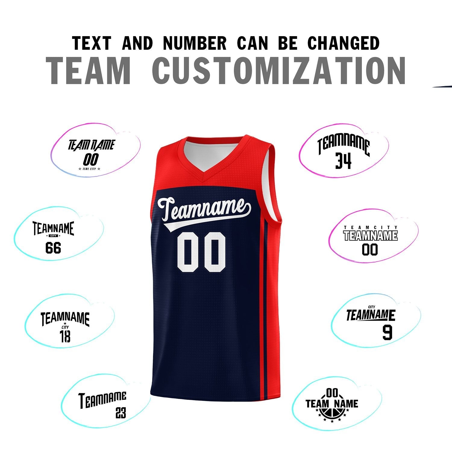 Custom Navy Red Classic Sets Sports Uniform Basketball Jersey