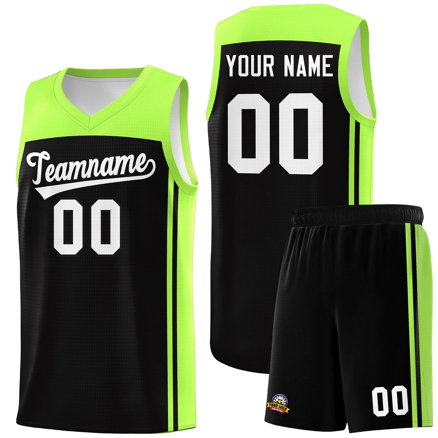 Custom Black Neon Green Classic Sets Sports Uniform Basketball Jersey