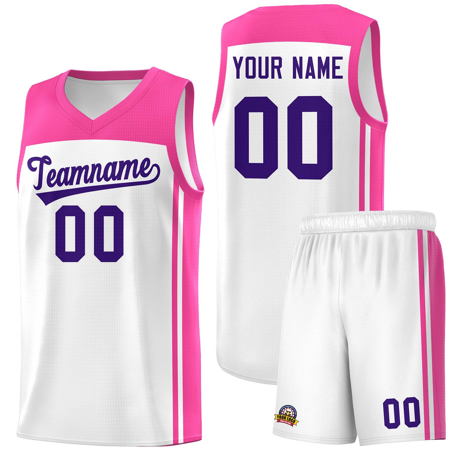 Custom White Pink Classic Sets Sports Uniform Basketball Jersey