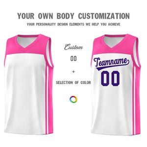 Custom White Pink Classic Sets Sports Uniform Basketball Jersey