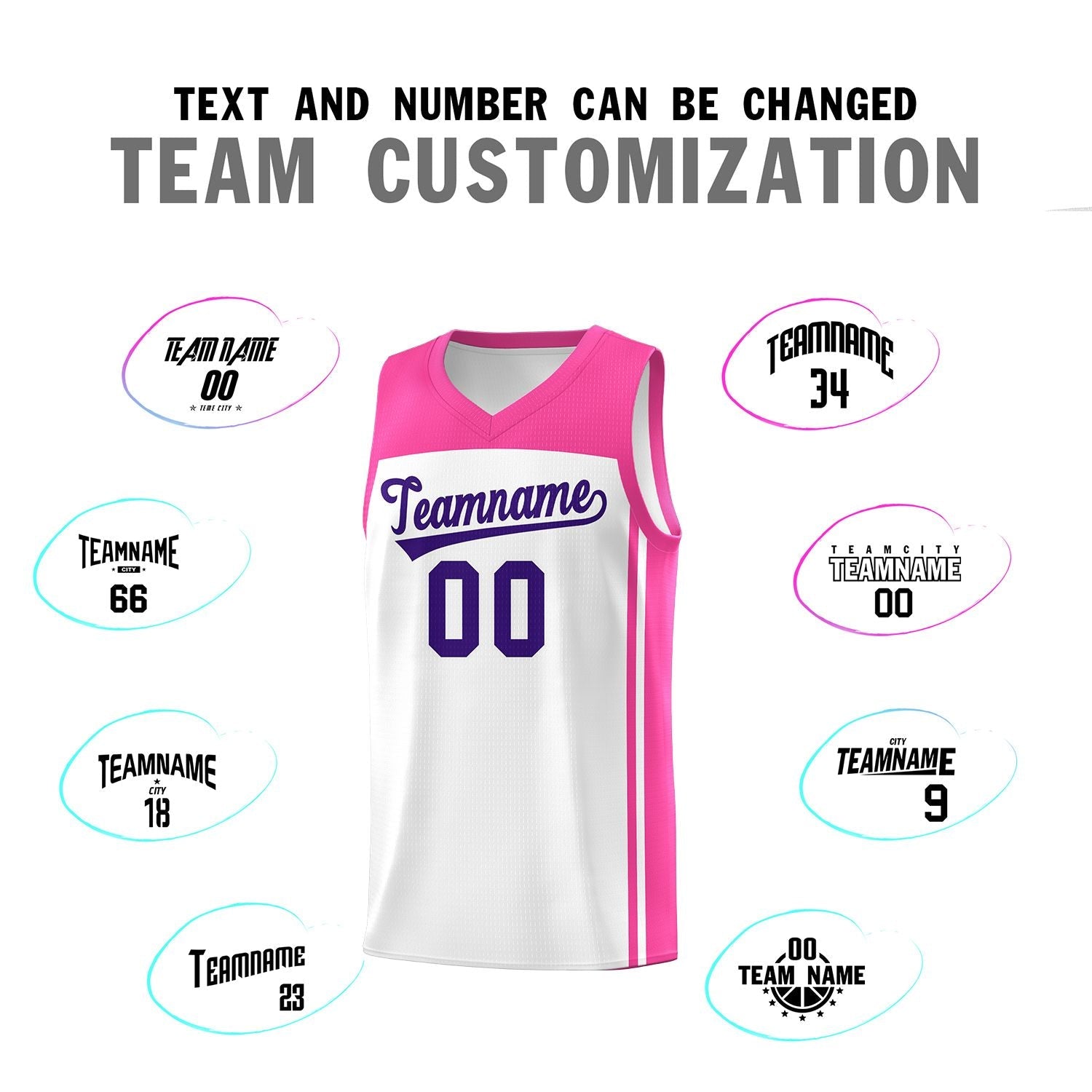 Custom White Pink Classic Sets Sports Uniform Basketball Jersey