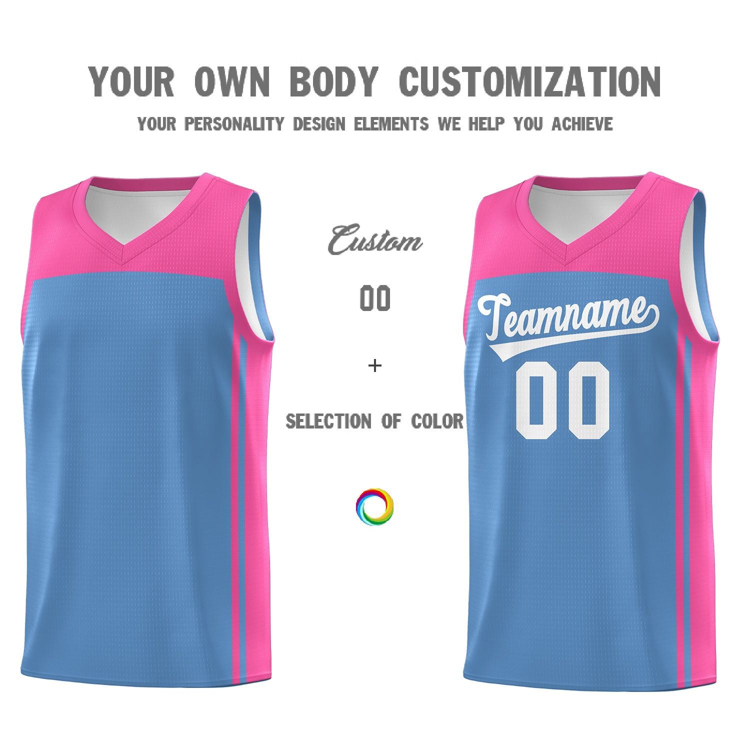 Custom Light Blue Pink Classic Sets Sports Uniform Basketball Jersey