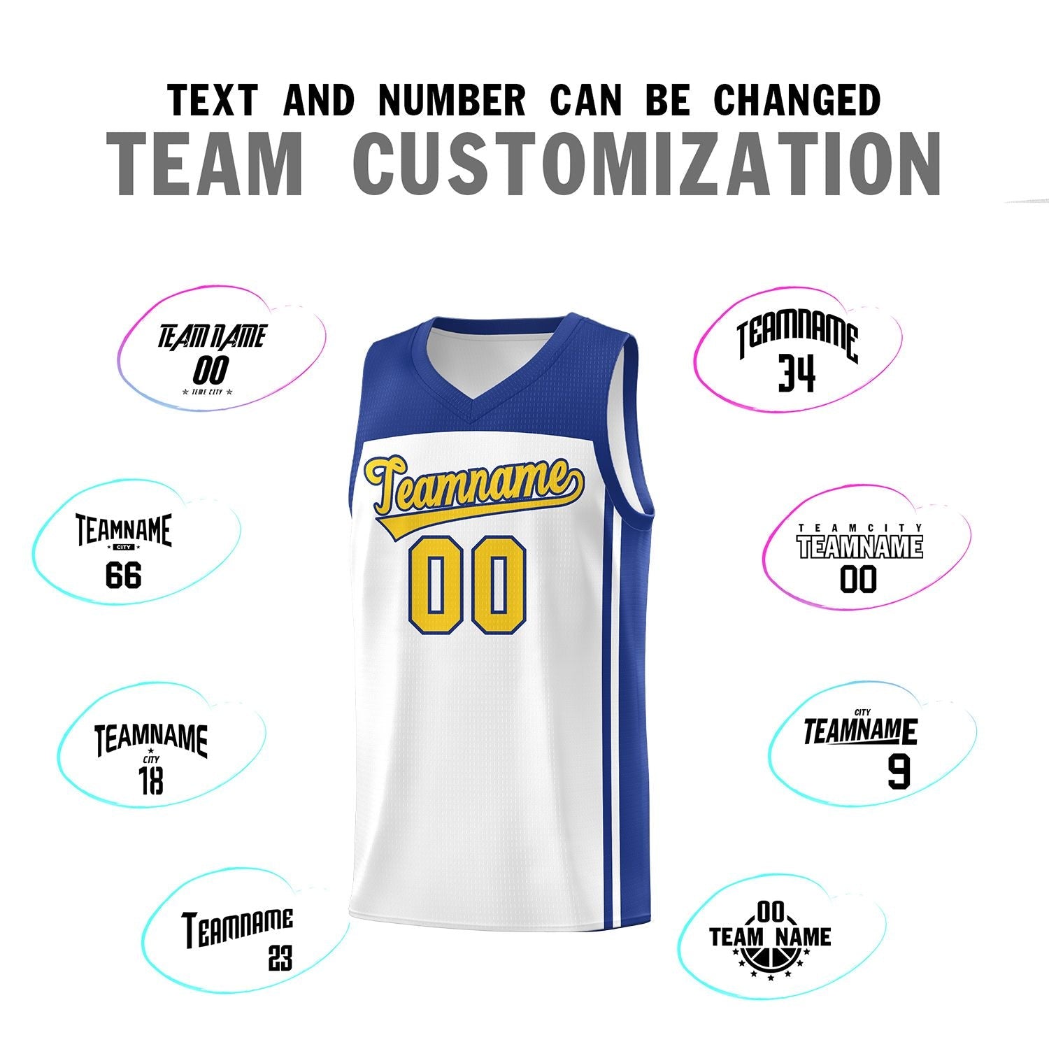 Custom White Royal Classic Sets Sports Uniform Basketball Jersey