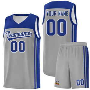 Custom Grey Navy Classic Sets Sports Uniform Basketball Jersey