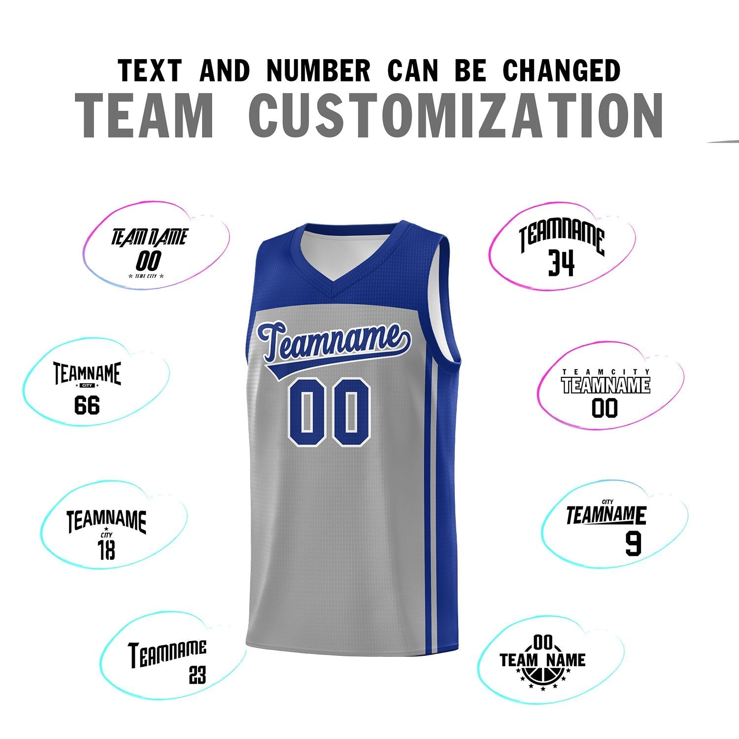 Custom Grey Navy Classic Sets Sports Uniform Basketball Jersey