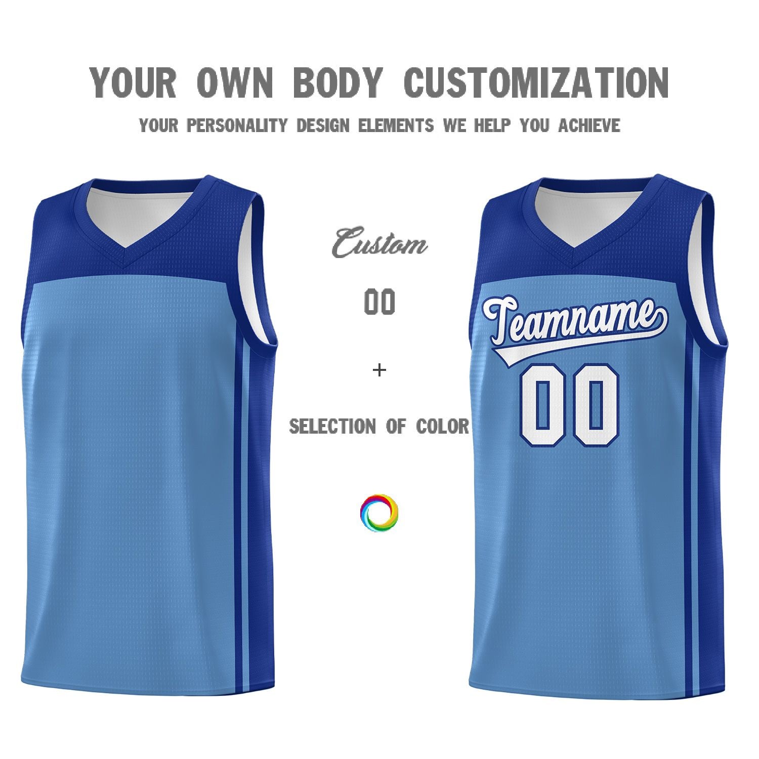 Custom Light Blue Royal Classic Sets Sports Uniform Basketball Jersey