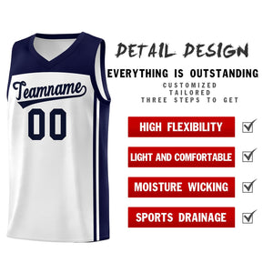 Custom White Navy Classic Sets Sports Uniform Basketball Jersey