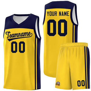 Custom Gold Navy Classic Sets Sports Uniform Basketball Jersey