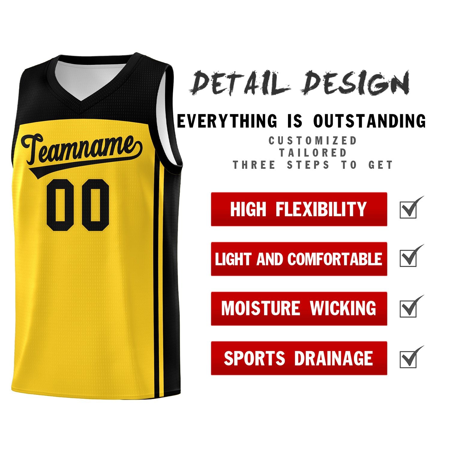 Custom Gold Black Classic Sets Sports Uniform Basketball Jersey