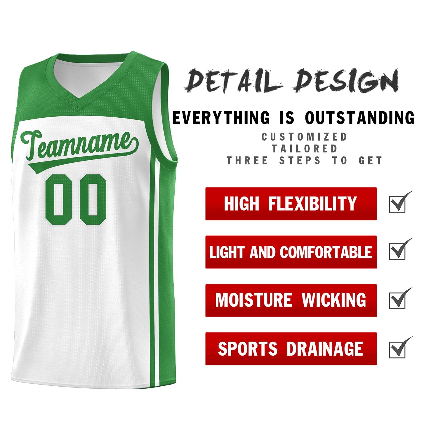 Custom White Kelly Green Classic Sets Sports Uniform Basketball Jersey