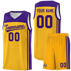 Custom Yellow Purple Classic Sets Sports Uniform Basketball Jersey