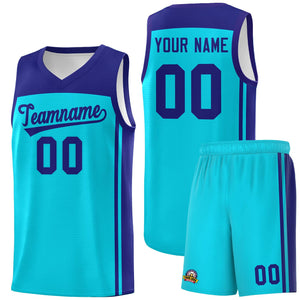 Custom Sky Blue Purple Classic Sets Sports Uniform Basketball Jersey