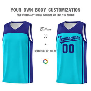 Custom Sky Blue Purple Classic Sets Sports Uniform Basketball Jersey