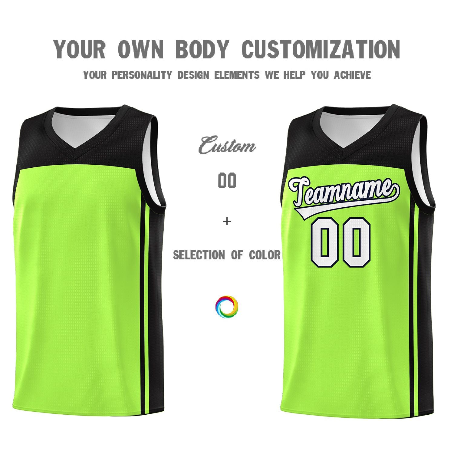 Custom Neon Green Black Classic Sets Sports Uniform Basketball Jersey