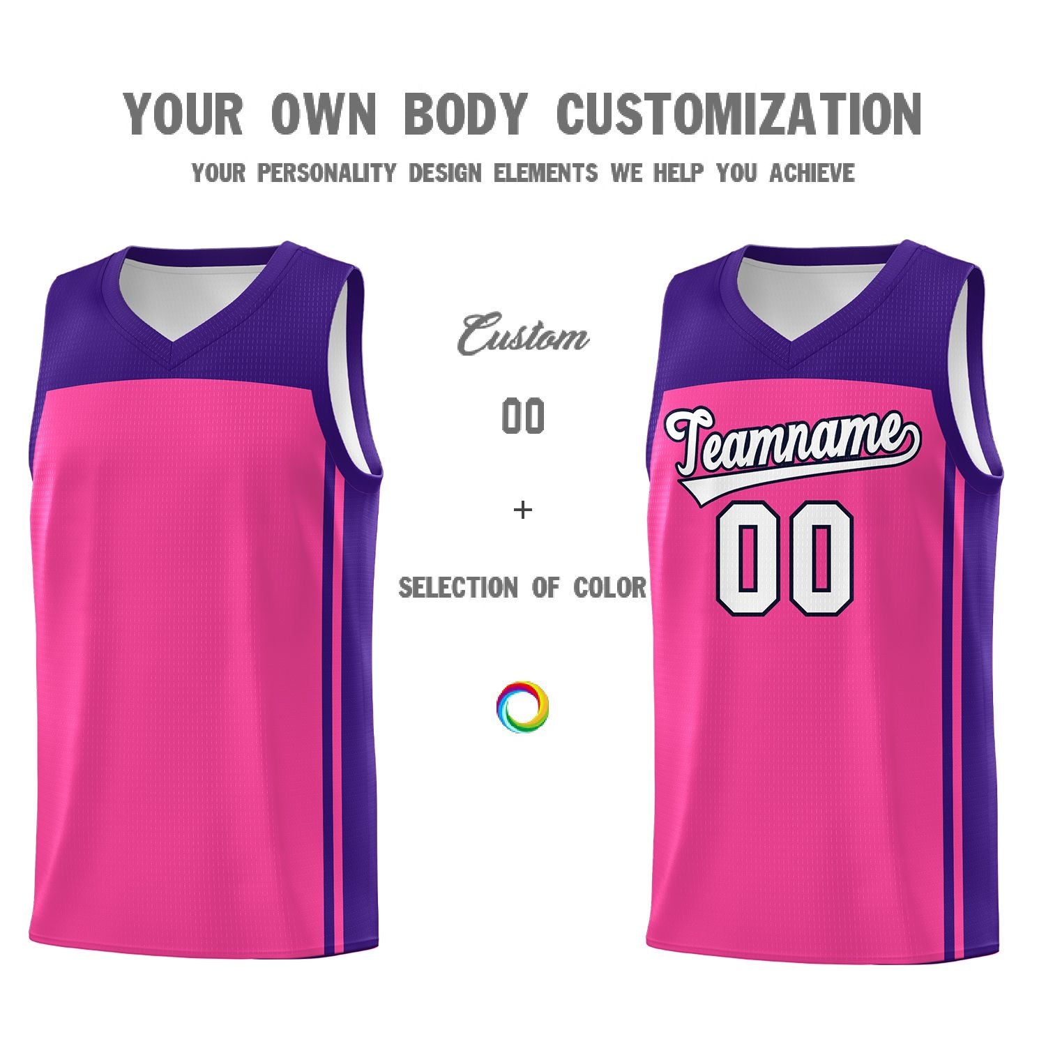 Custom Pink Purple Classic Sets Sports Uniform Basketball Jersey