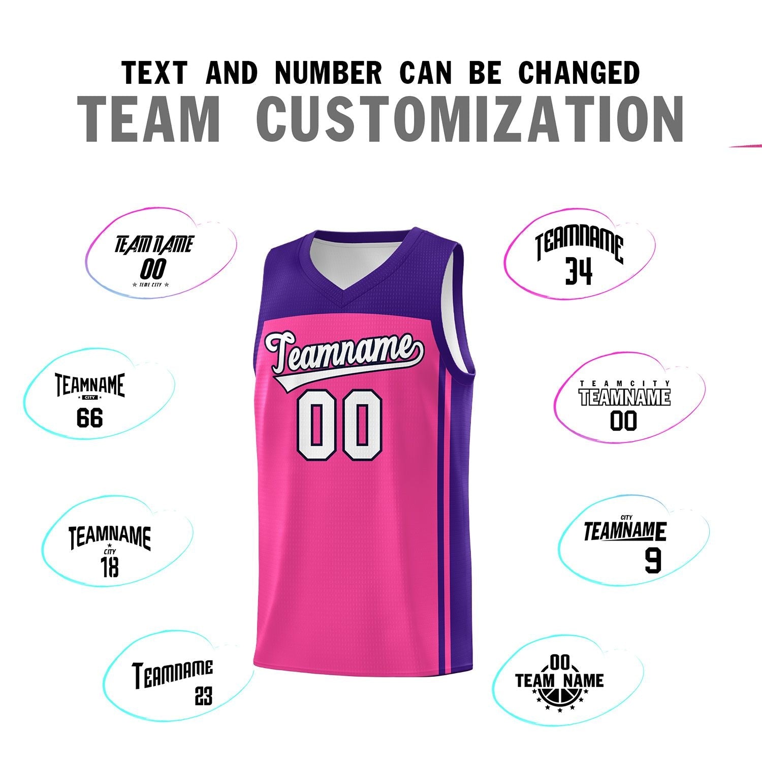 Custom Pink Purple Classic Sets Sports Uniform Basketball Jersey