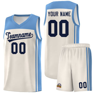 Custom Cream Light Blue Classic Sets Sports Uniform Basketball Jersey