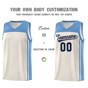 Custom Cream Light Blue Classic Sets Sports Uniform Basketball Jersey