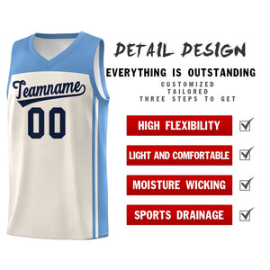 Custom Cream Light Blue Classic Sets Sports Uniform Basketball Jersey