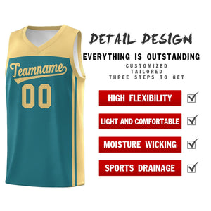 Custom Aqua Khaki Classic Sets Sports Uniform Basketball Jersey