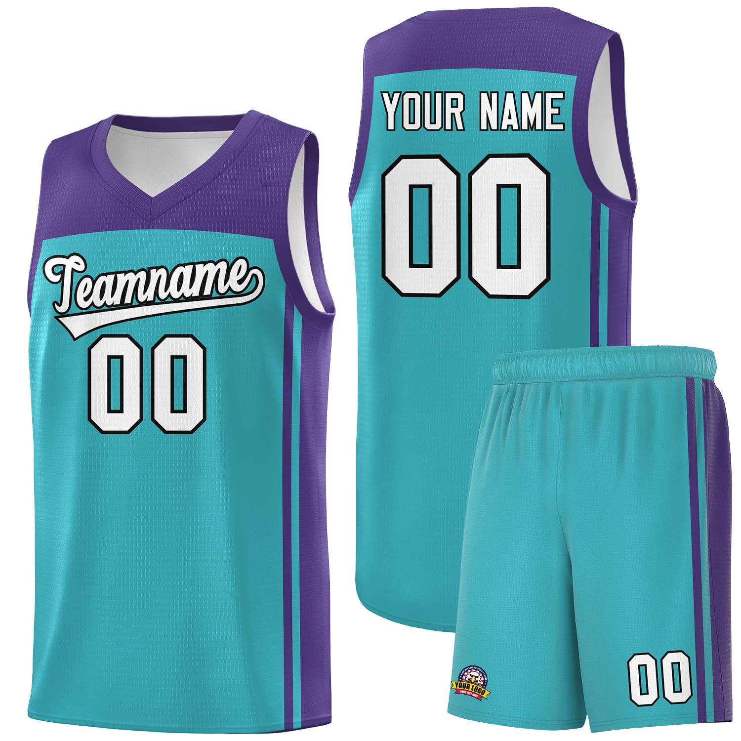 Custom Aqua Purple Classic Sets Sports Uniform Basketball Jersey