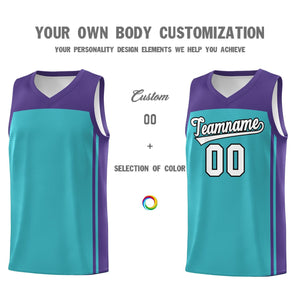 Custom Aqua Purple Classic Sets Sports Uniform Basketball Jersey