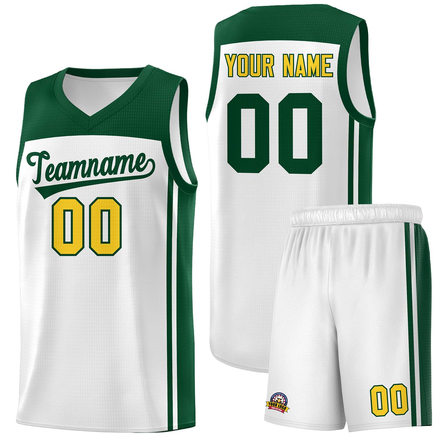 Custom White Green Classic Sets Sports Uniform Basketball Jersey