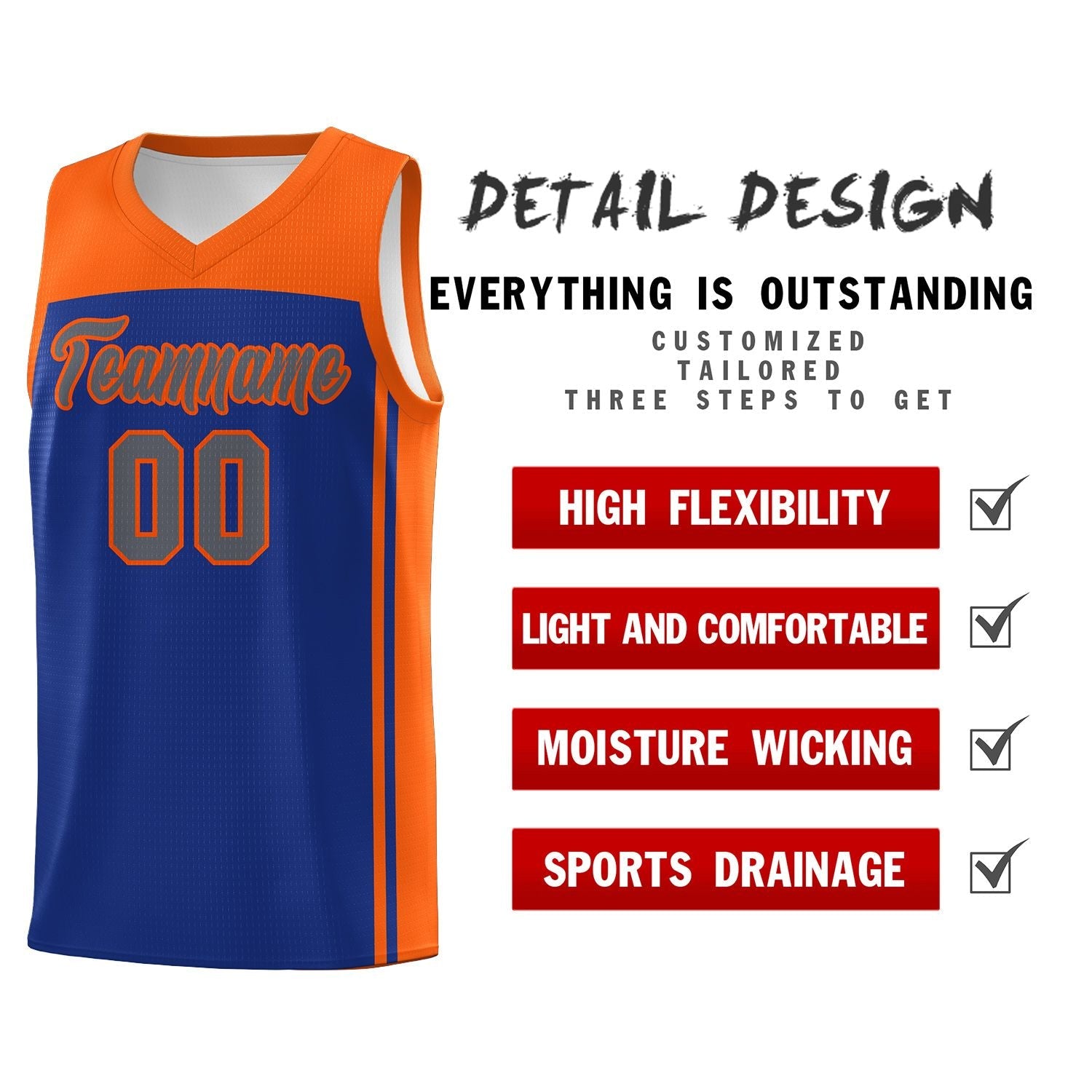 Custom Royal Orange Classic Sets Sports Uniform Basketball Jersey