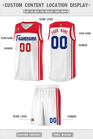 Custom White Red Classic Sets Sports Uniform Basketball Jersey