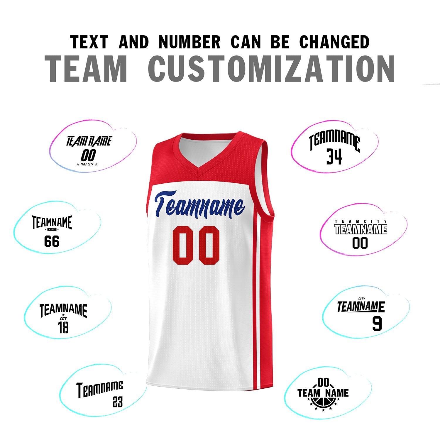 Custom White Red Classic Sets Sports Uniform Basketball Jersey