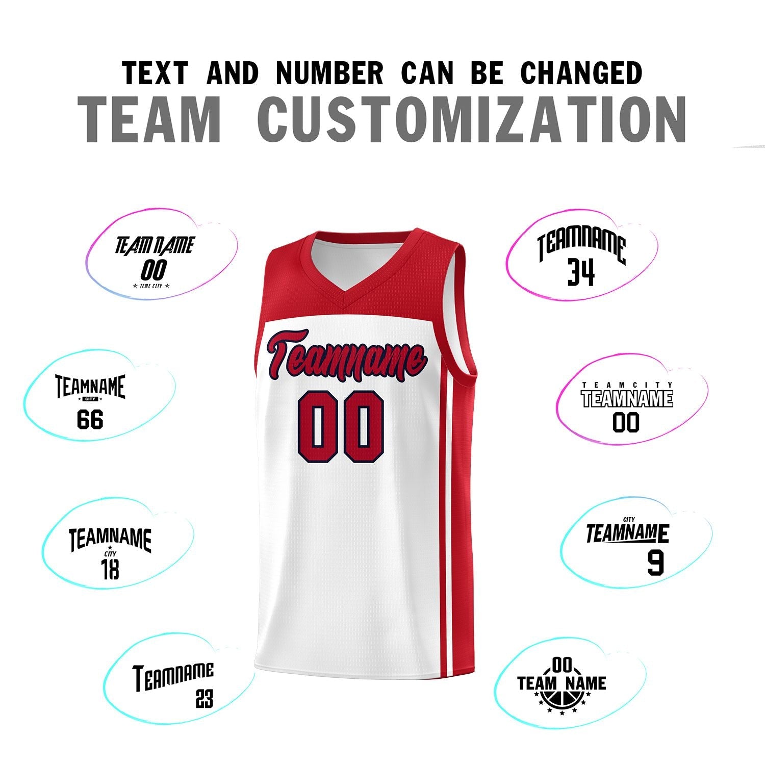 Custom White Red Classic Sets Sports Uniform Basketball Jersey