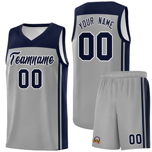 Custom Grey Navy Classic Sets Sports Uniform Basketball Jersey