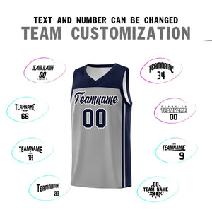 Custom Grey Navy Classic Sets Sports Uniform Basketball Jersey