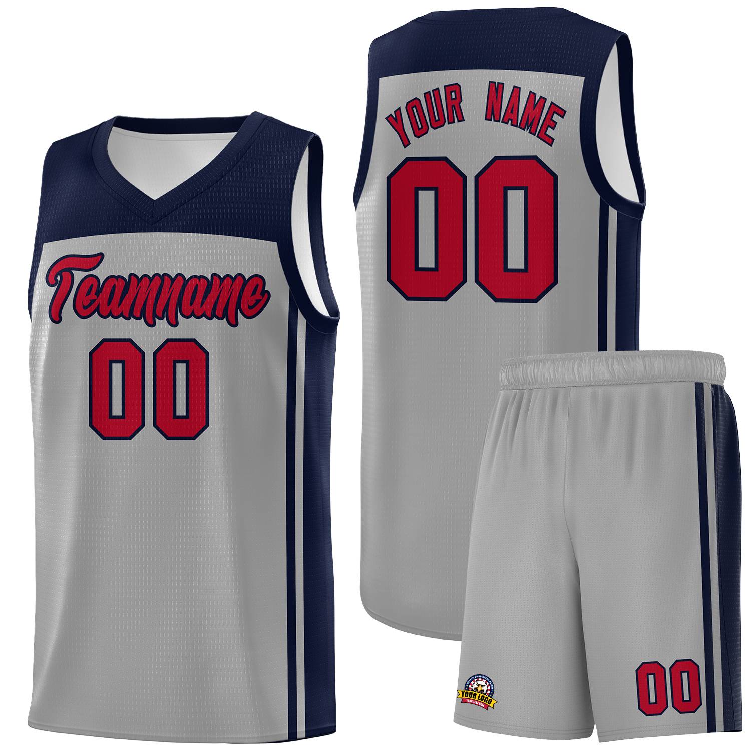 Custom Grey Navy Classic Sets Sports Uniform Basketball Jersey