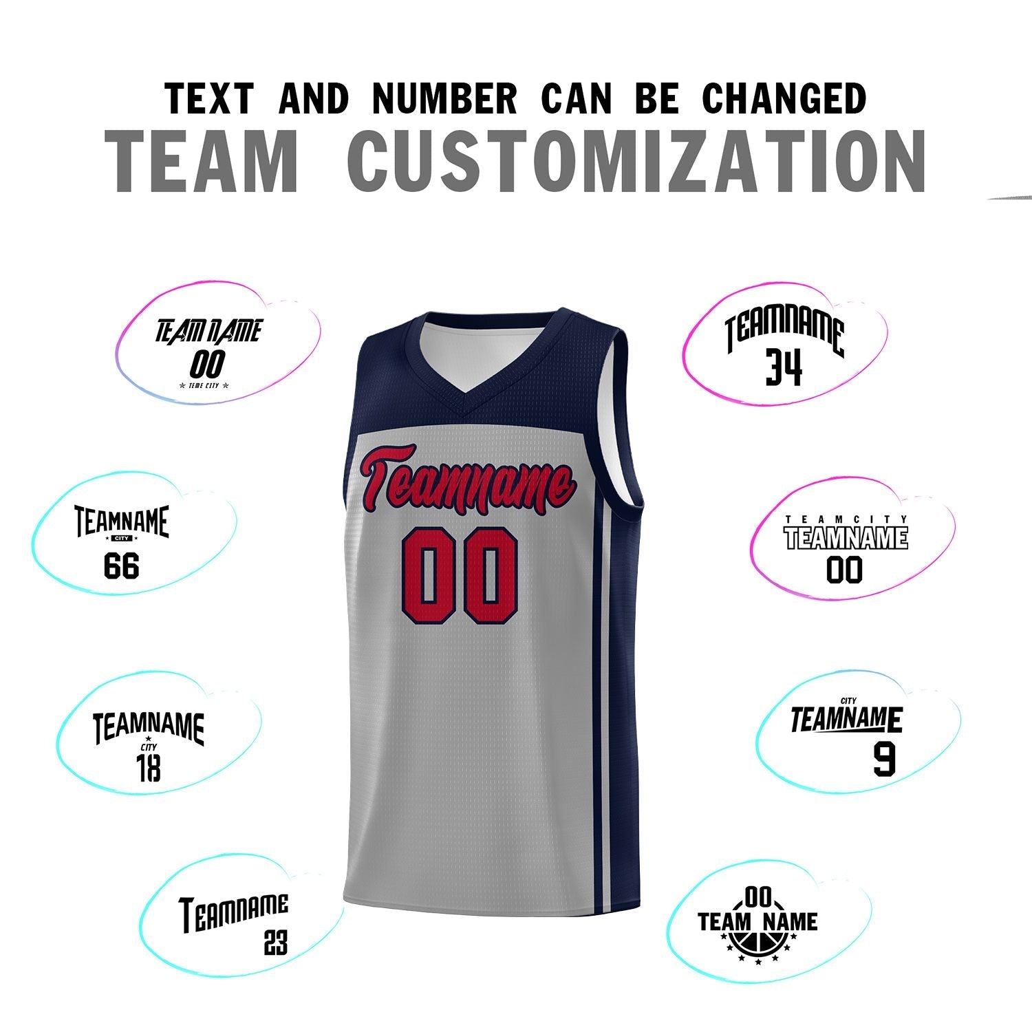 Custom Grey Navy Classic Sets Sports Uniform Basketball Jersey